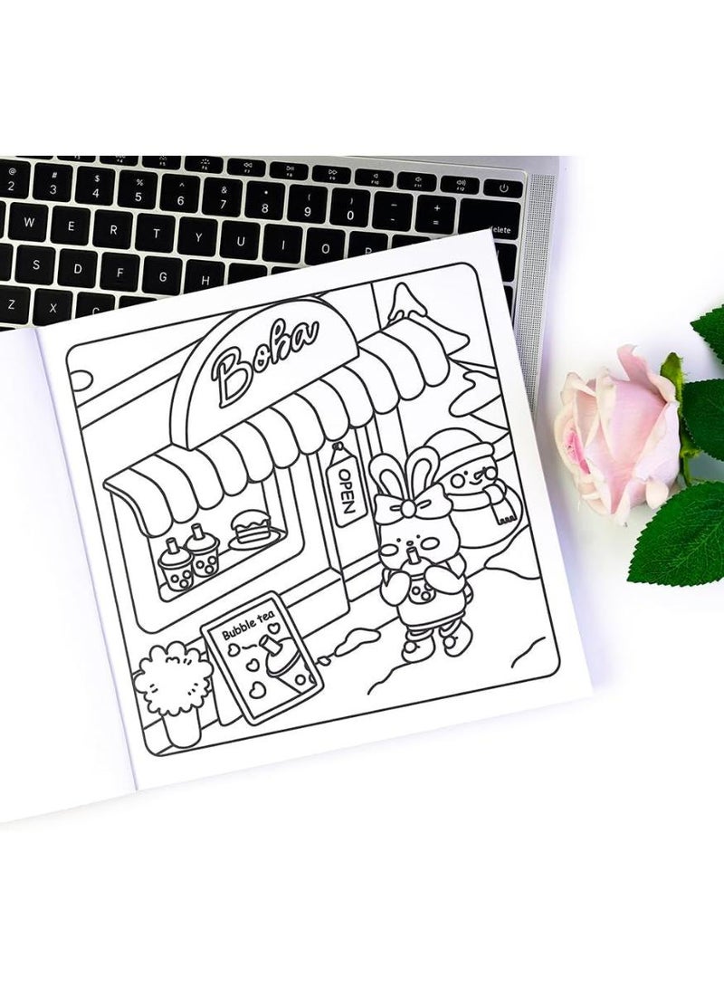 PAPERSAY Comfy Days- Cute Cartoon Coloring Book for Kids - Stress Relief & Creative Fun, Black and White Drawing Pages for Boys Girls, Perfect for Early Learning & Art Activities - Image 3